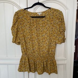 Lily White Mustard Floral Blouse